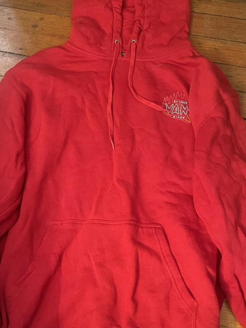 Vans Red Pullover Hoodie with Flame Chest Logo